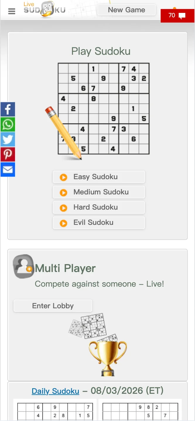 livesudoku Mobile Screenshot