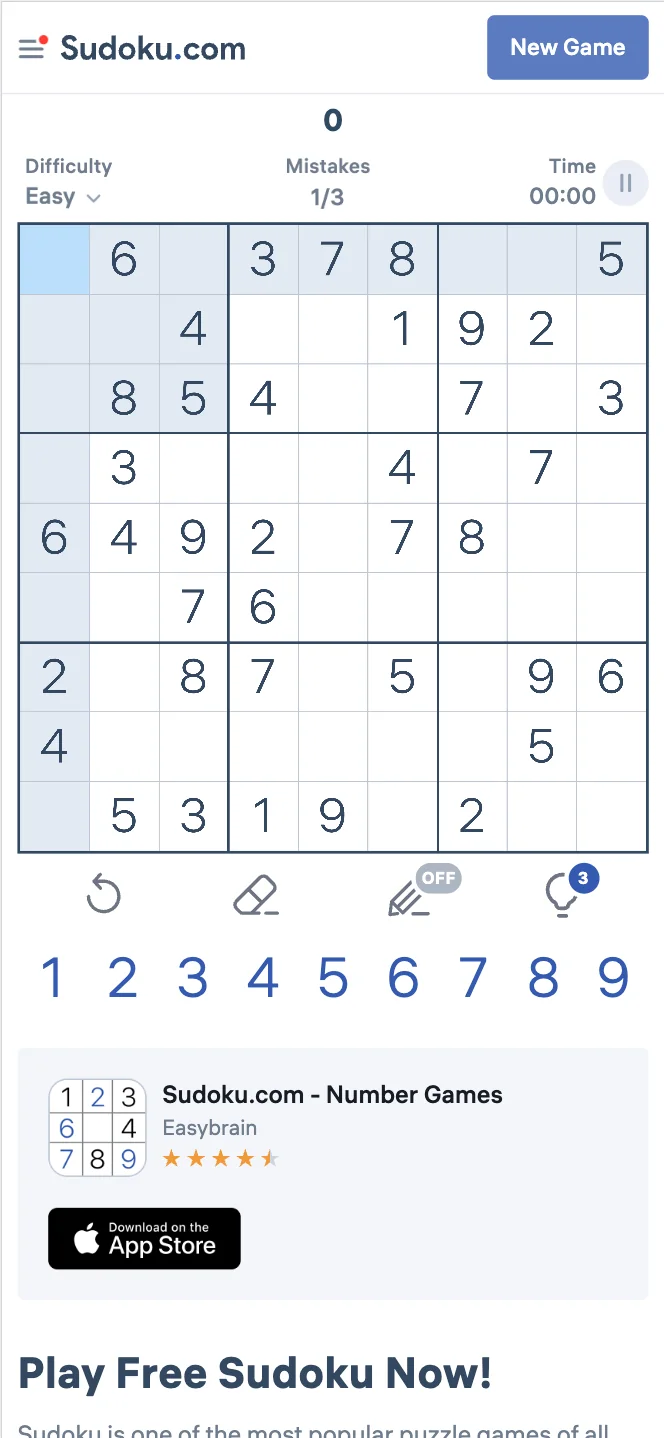 sudokucom Mobile Screenshot