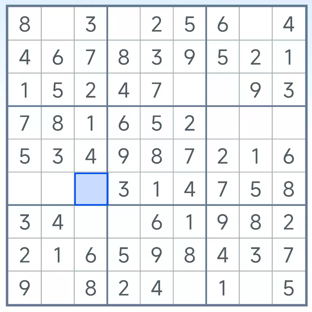 After eliminating existing numbers, only one possibility remains.